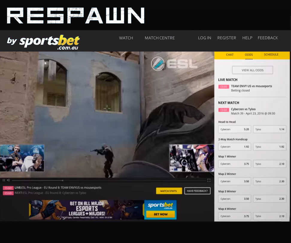 Sportsbet начинает принимать ставки на киберспорт на своем собственном портале